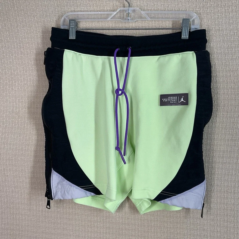 Jordan Fleece‎ Shorts 23 Size SP Engineered Lemon Green Black Mens